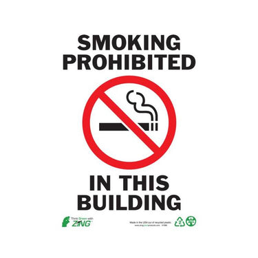 ZING Eco Safety Sign, No Smoking, 10X7- Model 1086